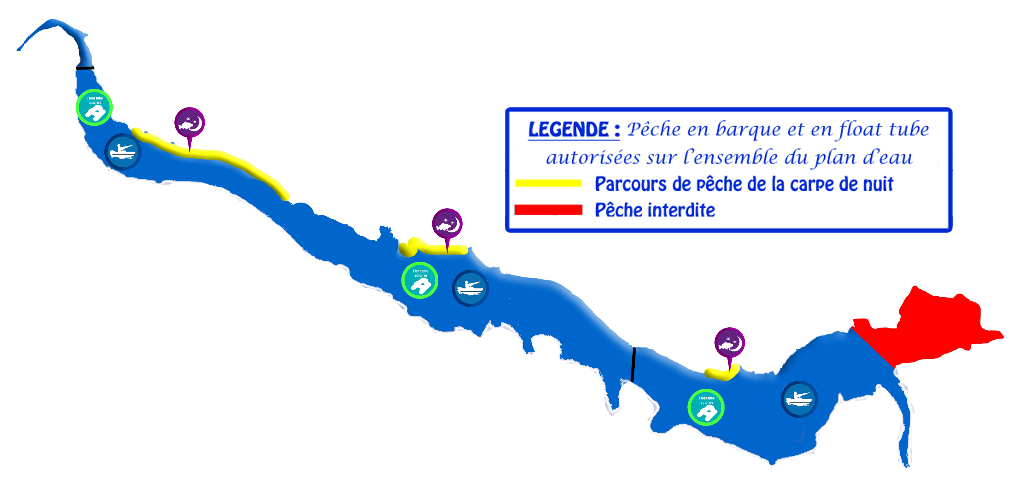 Parcours de pêche de la Carpe de Nuit Plan d'eau de Villelongue dels Monts   Fédération des Pyrénées Orientales pour la Pêche et la Protection du  Millieu Aquatique